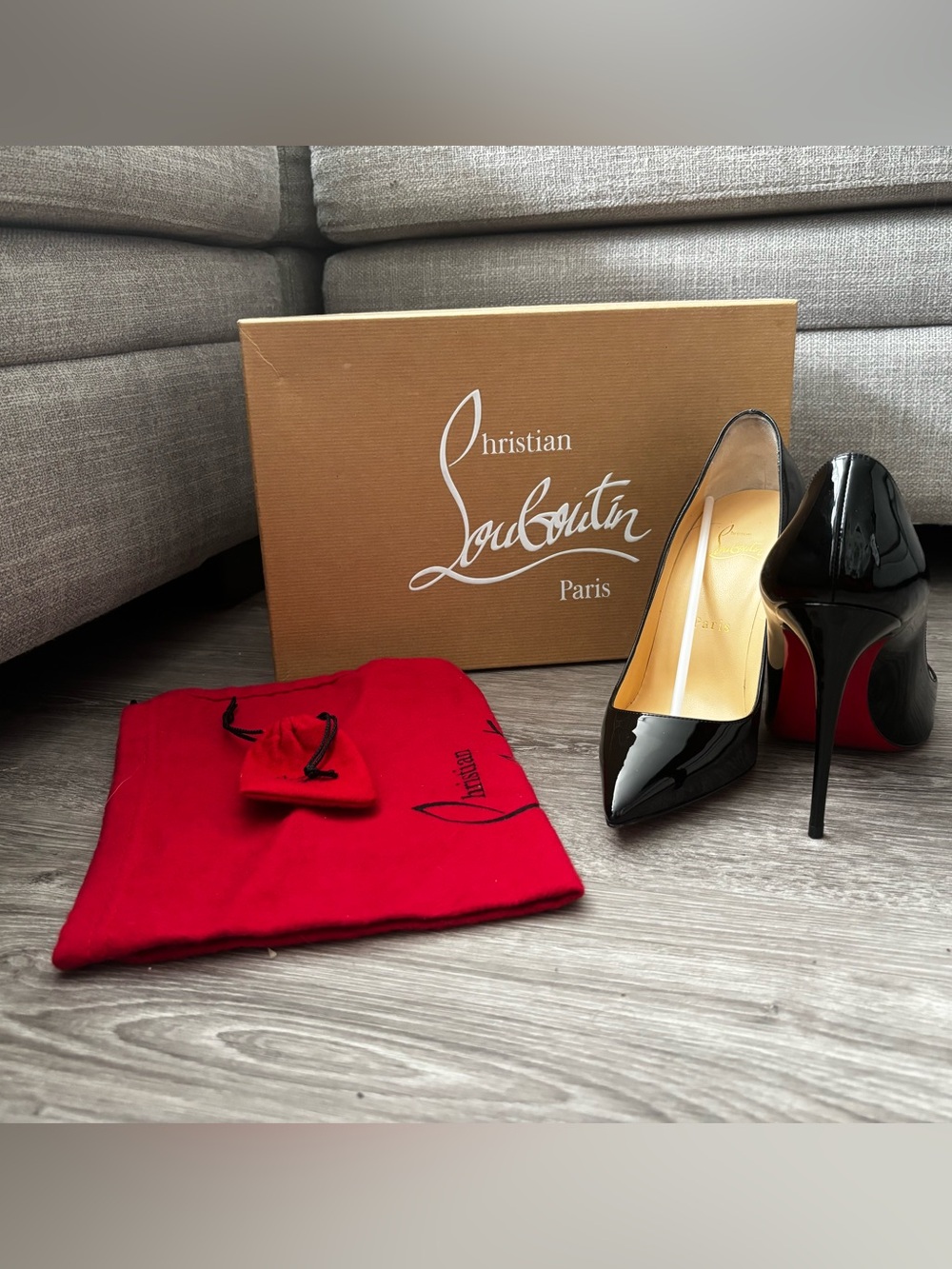 Kate 100 Christian Louboutin Black Patent Leather Pointed-Toe Stilettos